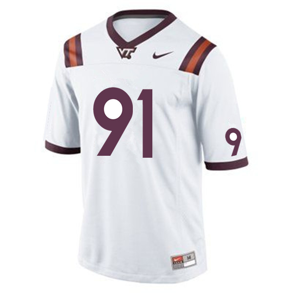 Men #91 Josh Fuga Virginia Tech Hokies College Football Jerseys Sale-White - Click Image to Close